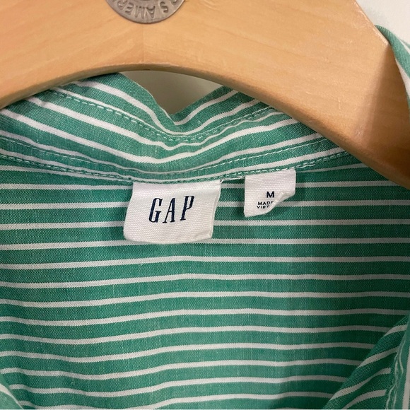 Gap Organic Cotton Perfect Shirt Green Stripe - Picture 4 of 16